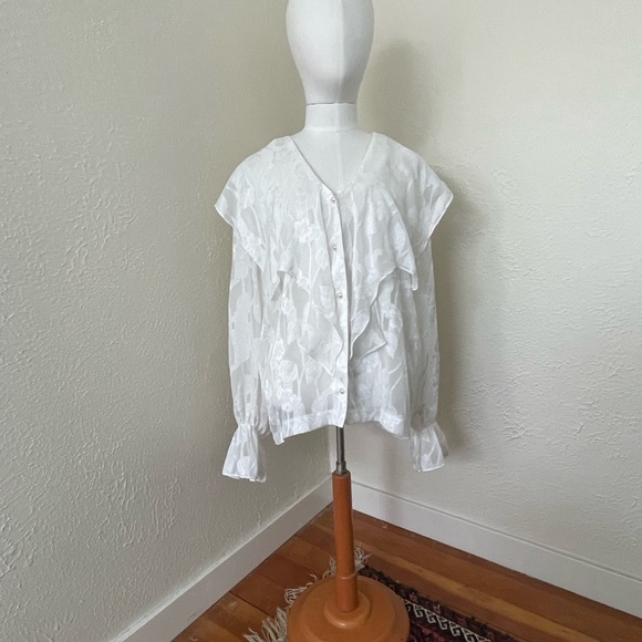 Vintage Floral Sheer Blouse with Collar - Picture 2 of 6